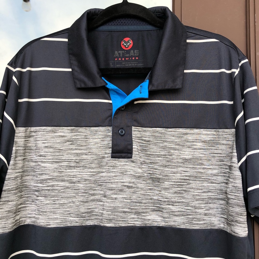 ATLAS Premier Grey Black/White Stripes Polo L